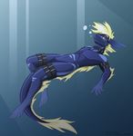  anthro aquatic_dragon armband blue_skin collar dragon fin floating ladon legband male markings roy_arashi scalie tailband underwater warden006 water 