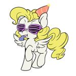  2013 animated blonde_hair dancing equine eyewear female feral hair hat lustrous-dreams mammal my_little_pony party_hat pegasus shutter_shades simple_background solo spread_wings sunglasses surprise_(pre-g4) white_background wings 