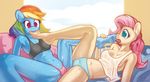  anthro bra breasts clothing duo equine feet female female/female fluttershy_(mlp) foot_fetish friendship_is_magic horse licking mammal my_little_pony pegasus pony rainbow_dash_(mlp) sofa sweat tongue tongue_out underwear unknown_artist window wings 
