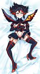  1girl black_hair boots breasts cameltoe dakimakura gangnam_style highres kill_la_kill matoi_ryuuko microskirt multicolored_hair navel parody red_hair revealing_clothes short_hair skirt suspenders thigh_boots thighhighs triple-q two-tone_hair underboob 