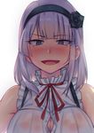  bad_id bad_pixiv_id bare_shoulders black_flower black_rose blue_eyes blush breasts dagashi_kashi flower hair_flower hair_ornament hair_ribbon hairband large_breasts looking_at_viewer open_mouth purple_eyes purple_hair rape_face ribbon ringed_eyes rose saliva see-through shidare_hotaru shirt short_hair sleeveless sleeveless_shirt solo sweat try upper_body wet wet_clothes you_gonna_get_raped 