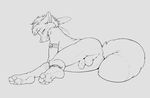  2016 anthro anus balls black_and_white butt canine digital_media_(artwork) feathers fluffy_tail fox hair hindpaw humanoid_penis jewelry kalahari looking_at_viewer lying male mammal monochrome paws penis smile tribal 