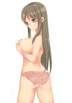  akemiho_tabi_nikki ass bad_id bad_pixiv_id bra breast_hold breasts brown_eyes brown_hair covering covering_breasts glasses kouno_hikaru lace lace_panties long_hair oribe_shiori original panties solo underwear underwear_only 