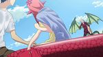  1boy 2girls anger_vein animated animated_gif blonde_hair cloud draco_(monster_musume) dutch_angle long_hair miia_(monster_musume) monster_girl monster_musume_no_iru_nichijou multiple_girls outdoors red_hair sky violence 