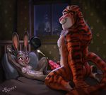  anthro barbed_penis bed breasts cum disney duo feline female goat-kid handcuffs judy_hopps lagomorph male male/female mammal penis pussy rabbit shackles stripper_tiger_(zootopia) tiger zootopia 