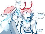  2018 absurd_res alternate_species anthro antlers bell bit_gag blush bridle canine chest_tuft christmas clothed clothing collar database_error_(twokinds) dialogue domination duo english_text eye_contact female female_domination fur furrification gag gagged grin hair harness hat hi_res holidays horn human humor keidran male male/female mammal petplay raine_(twokinds) roleplay santa_hat simple_background sketch smile smug speech_bubble submissive_male text thought_bubble tom_fischbach topless tuft twokinds webcomic white_background white_hair wolf 
