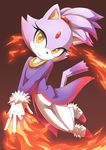  anthro black_nose blaze_the_cat clothing feline female fire footwear fur gem gloves hair mammal ponytail puretails purple_fur purple_hair short_hair solo sonic_(series) white_fur yellow_eyes 