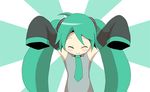  1girl ^_^ ahoge animated animated_gif blush dan_(pixiv2207776) dancing danzero female green_hair happy hatsune_miku long_hair lucky_star necktie tie twintails vocaloid 