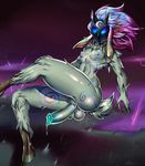 2016 absurd_res anthro areola balls blue_eyes blue_nipples breasts butt caprine detailed_background dickgirl digitigrade erection fur grey_fur hair hi_res hooves horn intersex kindred_(lol) lamb_(lol) league_of_legends long_ears long_hair looking_at_viewer mammal mask navel nipples nude penis precum sheep signhereplease slim small_breasts solo spirit thick_thighs video_games white_hair 
