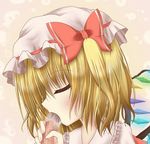  1girl animated animated_gif artist_request blonde_hair eyes_closed fellatio flandre_scarlet hat oral touhou ugoira wings 