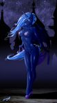  2016 anthro anthrofied areola big_breasts blue_hair breasts cutie_mark equine eyeshadow feathered_wings feathers female friendship_is_magic hair high_heels horn long_hair makeup mammal my_little_pony navel night nipples nude open_mouth outside princess_luna_(mlp) pussy seriousb solo spread_wings star tongue tongue_out winged_unicorn wings 