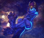  2016 abstract_background aurelion_sol_(lol) claws detailed_background dragon eastern_dragon hindpaw konnestra league_of_legends male nude open_mouth pawpads paws scalie solo space star video_games 