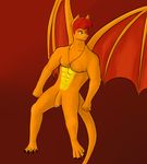  abs anthro biceps blaze_tyler dragon fire_dragon hair humanoid_penis invalid_tag jewelry male muscular necklace nude orange_skin pecs penis reptile scalie simple_background solo wings zacattackk 