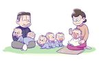  &gt;_&lt; 6+boys :3 :d ^_^ ag_(dkd_wnl) baby bib black_eyes black_hair brothers buck_teeth closed_eyes closed_mouth crawling crying cutting_hair drooling facial_hair family glasses hair_clippers long_sleeves matsuno_choromatsu matsuno_ichimatsu matsuno_juushimatsu matsuno_karamatsu matsuno_matsuyo matsuno_matsuzou matsuno_osomatsu matsuno_todomatsu mouth_hold multiple_boys no_shoes open_mouth osomatsu-kun osomatsu-san pacifier sextuplets siblings sitting sitting_on_lap sitting_on_person skirt smile socks tears teeth thumb_sucking white_background white_legwear younger 