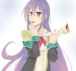  artist_request crepe eating food gj-bu long_hair purple_eyes purple_hair solo source_request sumeragi_shion white_background 