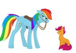  blue_fur bridle colorstirke_(artist) cub cutie_mark duo equine feathered_wings feathers female feral friendship_is_magic fur hair horse mammal multicolored_hair my_little_pony pegasus pony purple_hair rainbow_dash_(mlp) rainbow_hair reins saddle scootaloo_(mlp) wings young 