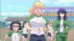  5girls animated animated_gif blonde_hair blush bouncing_breasts breasts eyes_closed gyaru-ko gym_uniform huge_breasts large_breasts long_hair multiple_girls open_mouth oshiete!_gyaru-ko-chan ponytail running 