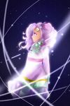  1girl dark_skin dress frills long_hair meredy pantyhose purple_eyes purple_hair tales_of_(series) tales_of_eternia twintails 