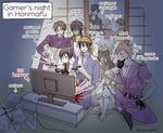  ? ^_^ bandana black_gloves black_hair blood blue_hair brown_hair closed_eyes controller covering_face cup english eyepatch game_controller glasses gloves heshikiri_hasebe ima-no-tsurugi indian_style ishikirimaru iwatooshi japanese_clothes kogitsunemaru labcoat male_focus mikazuki_munechika multiple_boys nair ookurikara open_mouth orange_hair pink_hair purple_eyes shaded_face shokudaikiri_mitsutada sitting smile souza_samonji television thai touken_ranbu track_suit translated tray tsurumaru_kuninaga white_hair yagen_toushirou yunomi 