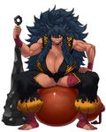  animal_print ankle_wrap arm_wrap barefoot big_hair black_panties blue_hair breasts club dark_skin gourd horns huge_breasts huge_weapon leaning_forward leg_wrap messy_hair muscle muscular_female oni oni_horns oversized_object panties planted_weapon pointy_ears red_eyes sharp_teeth shuten_douji_(tokyo_tenma) sidelocks sitting sleeveless solo space_jin spiked_club spread_legs teeth tiger_print tokyo_tenma tokyo_tenma:_devil_slave underwear weapon 