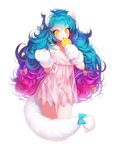  :3 :p animal_ears babydoll bangs bare_shoulders big_hair blue_bow blue_hair bow candy cat_ears cat_girl cat_tail cowboy_shot dress eyebrows eyebrows_visible_through_hair eyelashes flat_chest food gloves gradient_hair hair_between_eyes hair_bow holding holding_food licking lingerie lollipop long_hair multicolored_hair off_shoulder original paw_gloves paws pink_dress pink_hair purple_hair see-through see-through_silhouette simple_background solo tail tail_bow thigh_gap tongue tongue_out underwear wavy_hair white_background winterseoya yellow_bow yellow_eyes 