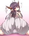  ass bloomers cameltoe commentary_request danua draph granblue_fantasy horns huge_ass looking_back monster_girl pointy_ears roro_(sghona10) solo translation_request underwear white_bloomers 