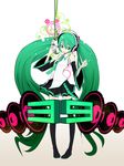  bad_id bad_pixiv_id detached_sleeves gassun green_eyes green_hair hatsune_miku headphones highres long_hair microphone solo studio_microphone thighhighs twintails very_long_hair vintage_microphone vocaloid 