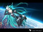  bodysuit colorized eto gloves green_eyes green_hair hatsune_miku long_hair plug-in_(module) project_diva project_diva_(series) smile solo thighhighs twintails very_long_hair vocaloid white_gloves 