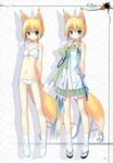  absurdres animal_ears blonde_hair blue_eyes bra flat_chest fox_ears fox_tail highres lingerie lowleg lowleg_panties multiple_views navel original panties poco_(asahi_age) scan shiratama_kitsune short_hair tabi tail underwear underwear_only variations 