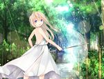  blonde_hair blue_eyes fence highres jyt lexington_(zhan_jian_shao_nyu) light_rays long_hair solo stone_walkway umbrella wind wind_lift zhan_jian_shao_nyu 