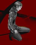  bad_id bad_pixiv_id closed_eyes copyright_name dated highres male_focus monochrome nathingness persona persona_2 profile realistic serious signature solo squatting suou_tatsuya 