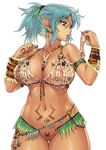  6+boys aqua_hair areola_slip areolae breasts curvy giantess green_eyes human_clothes human_panties large_breasts miniboy miniguy multiple_boys navel open_mouth ponytail source_request teston thick_thighs what wide_hips 