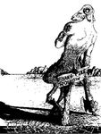  1995 anthro axe black_and_white broo butt caprine desert fur glorantha goat hooves horn jewelry looking_back low_res male mammal melee_weapon monochrome outside pen_(artwork) pose short_tail sign sitting solo traditional_media_(artwork) unknown_artist weapon 