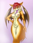  anthro areola autumm_airwave breasts chest_tuft digital_media_(artwork) female full-length_portrait fur hair long_tongue multicolored_fur navel nipples nude portrait purple_tongue pussy red_eyes red_hair smile solo standing thick_thighs tongue tongue_out tuft two_tone_fur wide_hips wings 