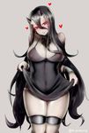  artist_name battleship_hime breasts cleavage commentary_request covered_nipples hi_ye horns kantai_collection large_breasts long_hair looking_at_viewer shinkaisei-kan solo string_panties very_long_hair 