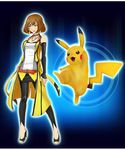  alyssa_(pokemon) full_body gen_1_pokemon official_art pikachu pokemon pokemon_(creature) pokken_tournament projected_inset 