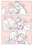  1boy 1girl couple fire_emblem fire_emblem_if hallo-byby kitsune monochrome nintendo nishiki_(fire_emblem_if) sakura_(fire_emblem_if) simple_background 