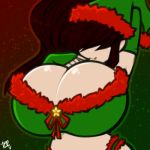  big_breasts breasts christmas clothing holidays human invalid_color lingerie maki_hashiba_(character) mammal tehbuttercookie 