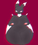  2016 anaglyph anthro big_breasts breasts canine digimon female fox jaynatorburudragon mammal nipples nude pussy renamon slightly_chubby solo stereogram white_sclera 
