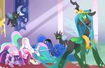  blue_fur blue_hair bowing changeling cutie_mark equine feathered_wings feathers female feral friendship_is_magic fur green_eyes group hair horn long_hair mammal multicolored_hair my_little_pony parfywarfy_(artist) princess_cadance_(mlp) princess_celestia_(mlp) princess_luna_(mlp) purple_eyes purple_fur queen_chrysalis_(mlp) twilight_sparkle_(mlp) unicorn white_fur winged_unicorn wings 