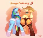  2016 applejack_(mlp) big_butt butt clothing duo earth_pony english_text equine female feral friendship_is_magic horse mammal my_little_pony panties pegasus pony rainbow_dash_(mlp) ratofdrawn text underwear wings 