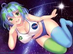  earth-chan fast-runner-2024 green_eyes gym_uniform original short_hair signed space thighhighs 