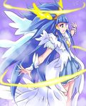  aoki_reika blue_eyes blue_hair blue_skirt chocokin choker cowboy_shot cure_beauty dated frown hair_tubes halo long_hair looking_away outstretched_arms precure princess_form_(smile_precure!) profile purple_background serious sidelocks signature skirt smile_precure! solo spread_arms tiara wrist_cuffs 