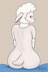 anthro butt caprine female its-spot looking_back mammal nude rear_view sheep sitting solo 