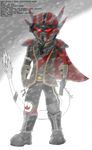  abstract_background absurd_res armor blizzard cape clothing cross dragon english_text four_ears full-length_portrait fur furred_dragon gun handgun helmet hi_res invalid_tag portrait ranged_weapon red_eyes snow soldier standing text weapon 