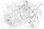  absurdres athena_(p&amp;d) greyscale highres lineart monochrome official_art puzzle_&amp;_dragons solo 