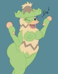  anthro areola avian big_breasts bird breasts clothing dancing duck female fur green_skin grey_eyes hat looking_at_viewer ludicolo mammal monotreme nintendo nipples nude one_eye_closed open_mouth overweight platypus pok&eacute;mon poncho posexe pussy simple_background slightly_chubby smile solo sombrero sound_effects standing tongue video_games wink yellow_fur 