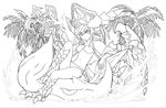  absurdres dragon greyscale highres lineart monochrome official_art puzzle_&amp;_dragons solo sonia_(p&amp;d) 