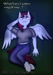  2016 anthro clothing dialogue english_text equine fall_of_equestria fan_character female lying mammal my_little_pony pegasus solo text theshadowstone wings 