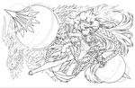 absurdres greyscale highres lineart monochrome official_art puzzle_&amp;_dragons sakuya_(p&amp;d) solo 